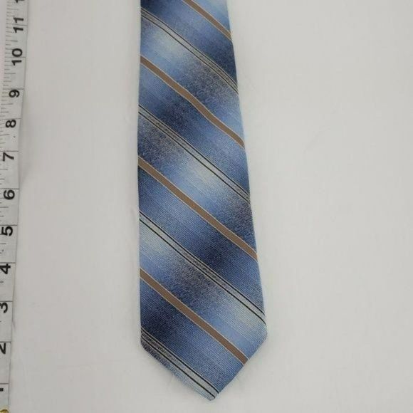 Wembley Boys Wash and Wear Blue Striped‎ Clip On Neck Tie - Picture 3 of 5